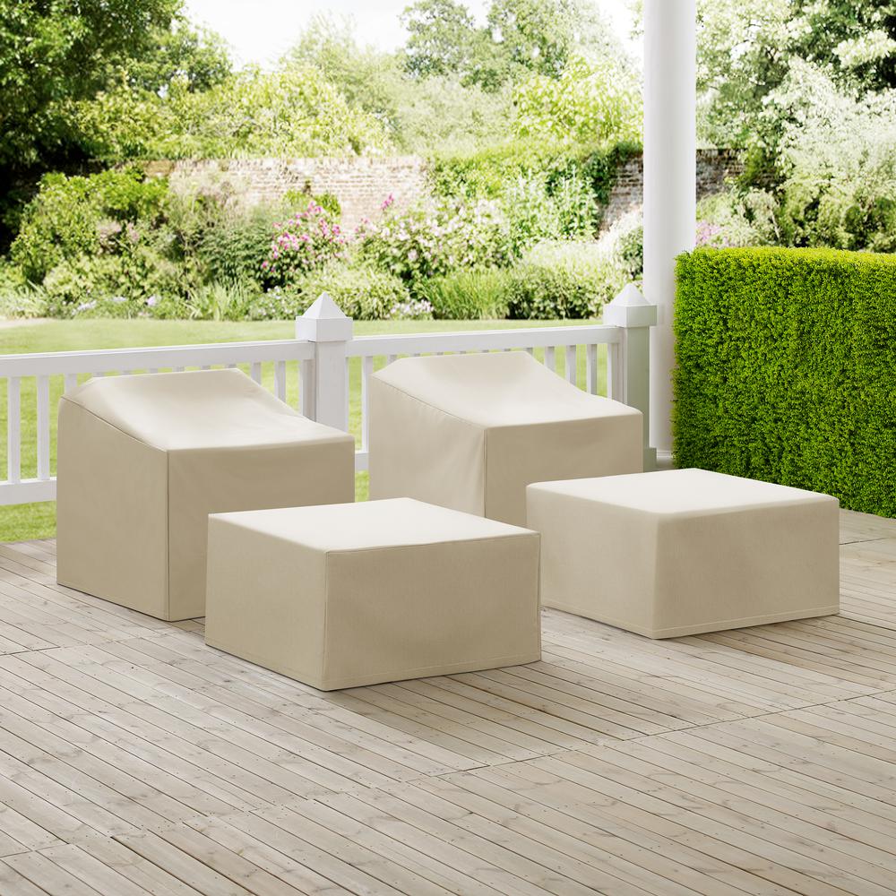 4Pc Outdoor Furniture Cover Set - 2 Arm Chairs & 2 Ottomans