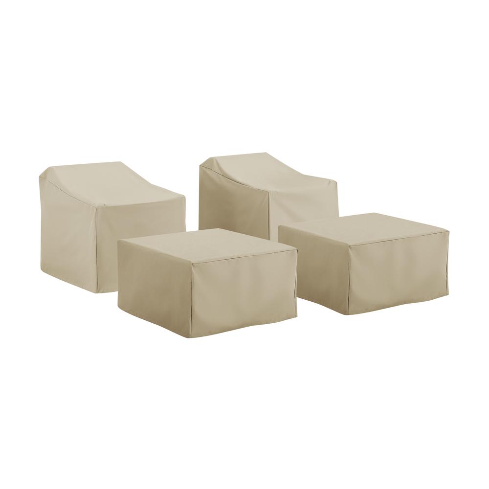 4Pc Outdoor Furniture Cover Set - 2 Arm Chairs & 2 Ottomans