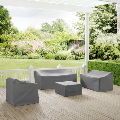 4Pc Outdoor Furniture Cover Set, Loveseat, Sofa, Square Table/Ottoman, Arm Chair