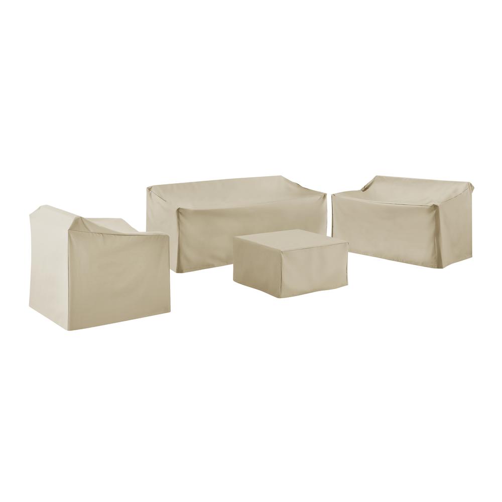 4Pc Outdoor Furniture Cover Set, Loveseat, Sofa, Square Table/Ottoman, Arm Chair