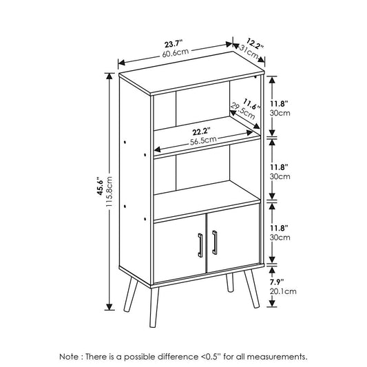 Furinno Claude Mid Century Style Accent Cabinet with Wood Legs, Espresso