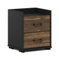 Furinno Tidur Modern Bedroom Bedside Tables Handle 2-Drawer Chest Nightstand, Columbia Walnut/Black