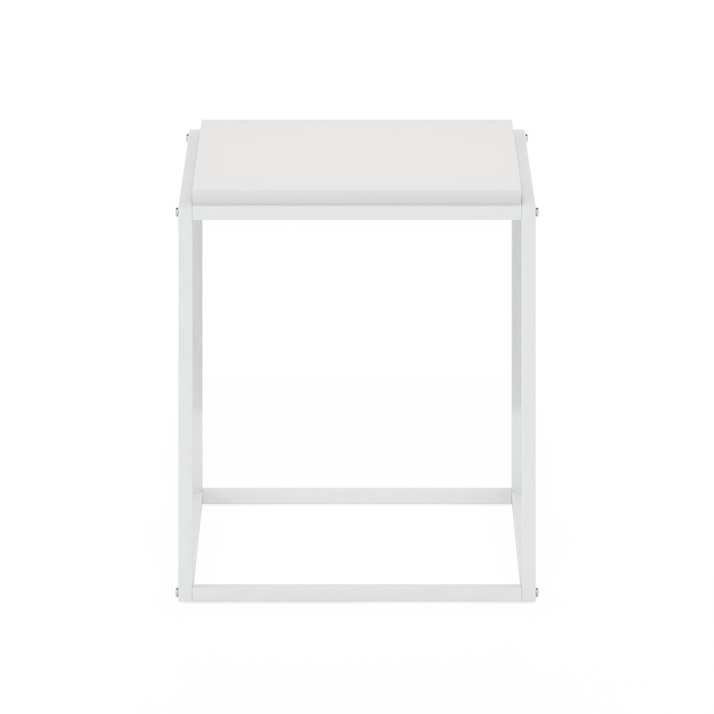 MORETTI Night Stand, 1-Tier Stackable Metal Frame Nightstand, Solid White