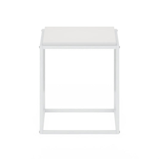 MORETTI Night Stand, 1-Tier Stackable Metal Frame Nightstand, Solid White