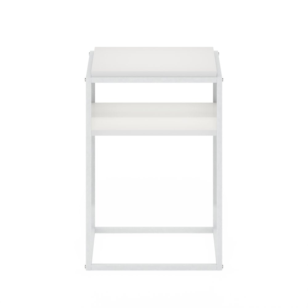 MORETTI Night Stand, 2-Tier with Open Shelf, Solid White