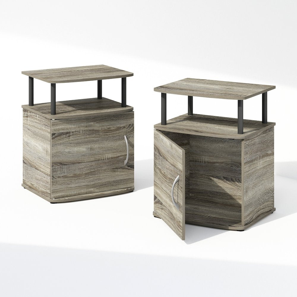 Tidur Utility Design Nightstand, Bedside Table, Black, Set of 2