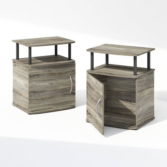 Tidur Utility Design Nightstand, Bedside Table, Black, Set of 2