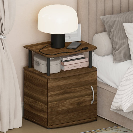 JAYA Night Stand with Door, Nightstand, Columbia Walnut
