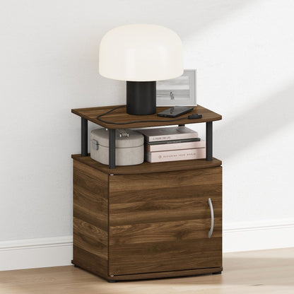 JAYA Night Stand with Door, Nightstand, Columbia Walnut
