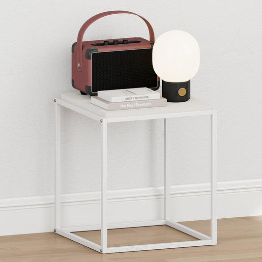MORETTI Night Stand, 1-Tier Stackable Metal Frame Nightstand, Solid White
