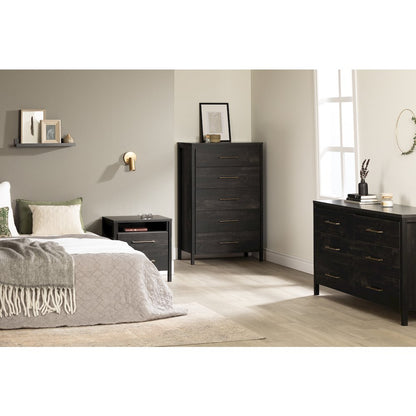 Gravity 2-Drawer Nightstand, Rubbed Black