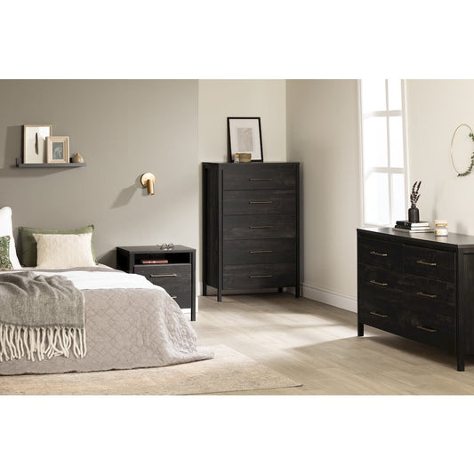 Gravity 2-Drawer Nightstand, Rubbed Black