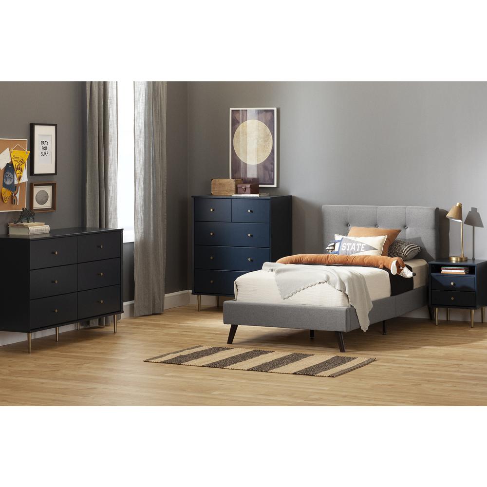 Dylane 2-Drawer Nightstand, Navy Blue