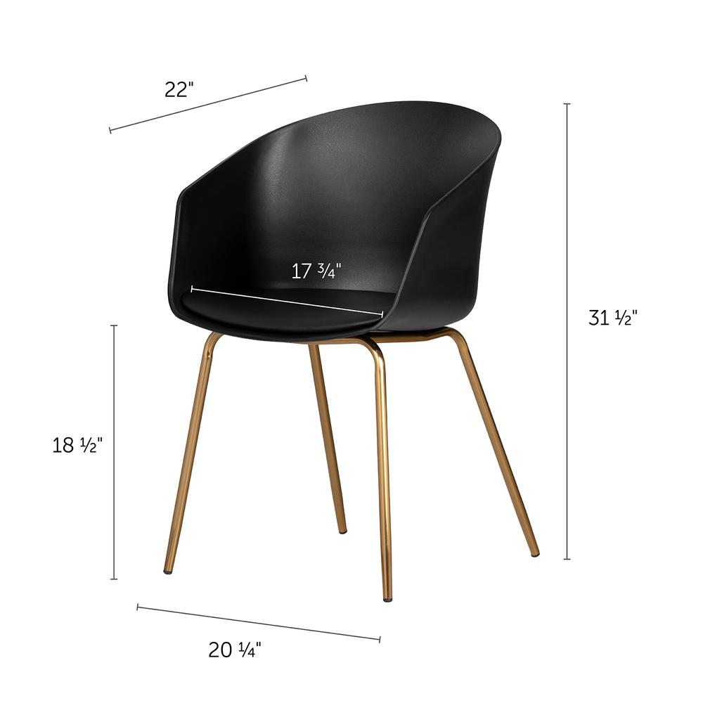 Flam Chair with Metal Legs, Black and Gold