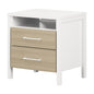 Munich 2-Drawer Nightstand, White and Soft Elm