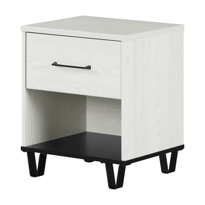 Arlen 1-Drawer Nightstand, White Pine and Black Matte