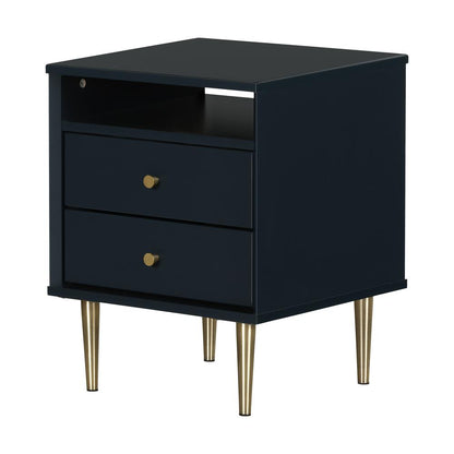 Dylane 2-Drawer Nightstand, Navy Blue