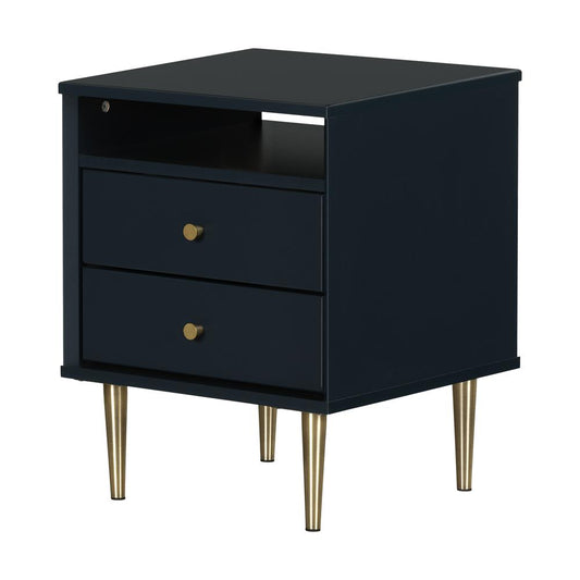 Dylane 2-Drawer Nightstand, Navy Blue