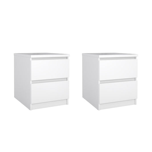 Scottsdale 2 Drawer Nightstand - Set of 2, White High Gloss