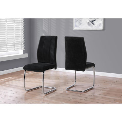 Dining Chair, Set Of 2, Side, Upholstered, Kitchen, Dining Room, Black Velvet