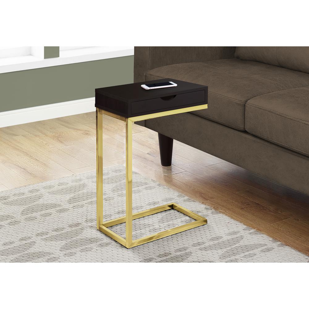 Accent Table, C-shaped, End, Side, Snack, Storage Drawer, Living Room