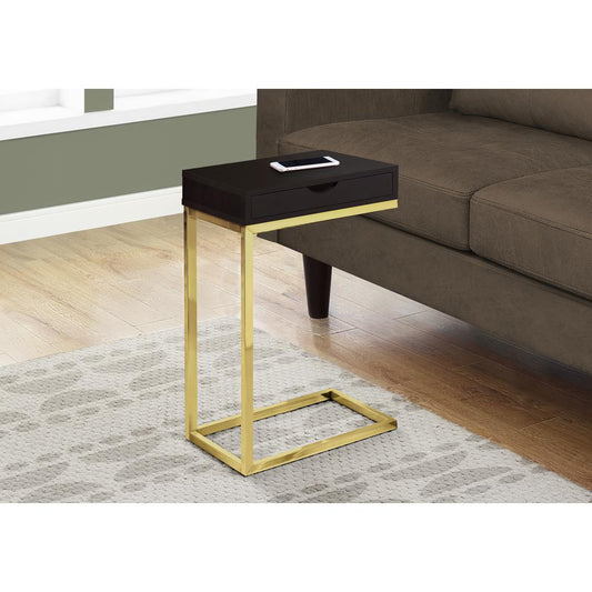 Accent Table, C-shaped, End, Side, Snack, Storage Drawer, Living Room