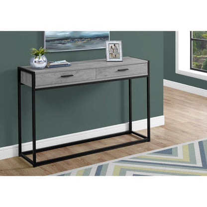 Accent Table - 48"L / Grey / Black Metal Hall Console