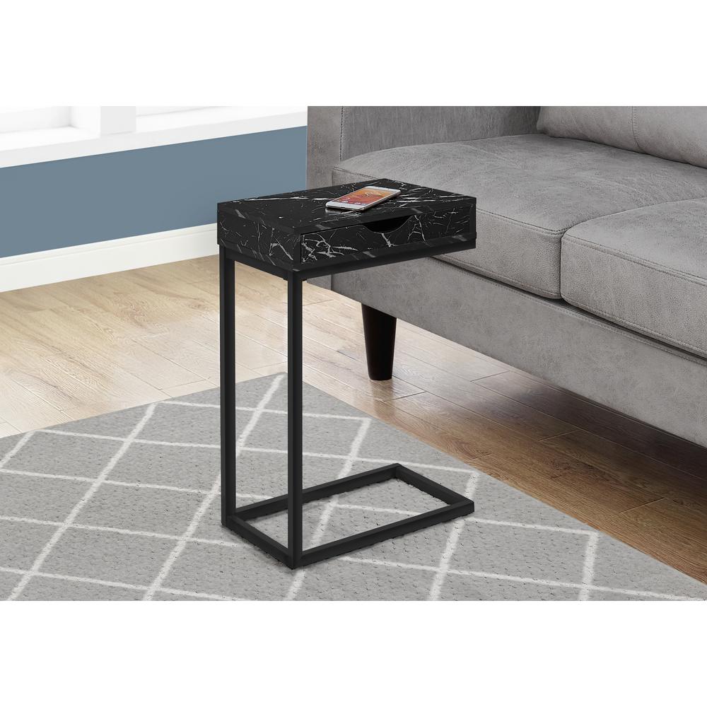 Accent Table, C-shaped, End, Side, Snack, Storage Drawer, Living Room