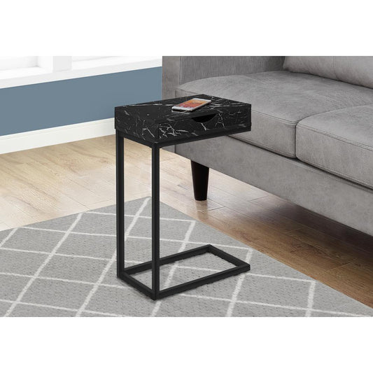 Accent Table, C-shaped, End, Side, Snack, Storage Drawer, Living Room