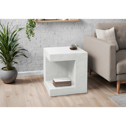 Accent Table, 25H, Side Table, Nightstand, End, Square, White, Contemporary