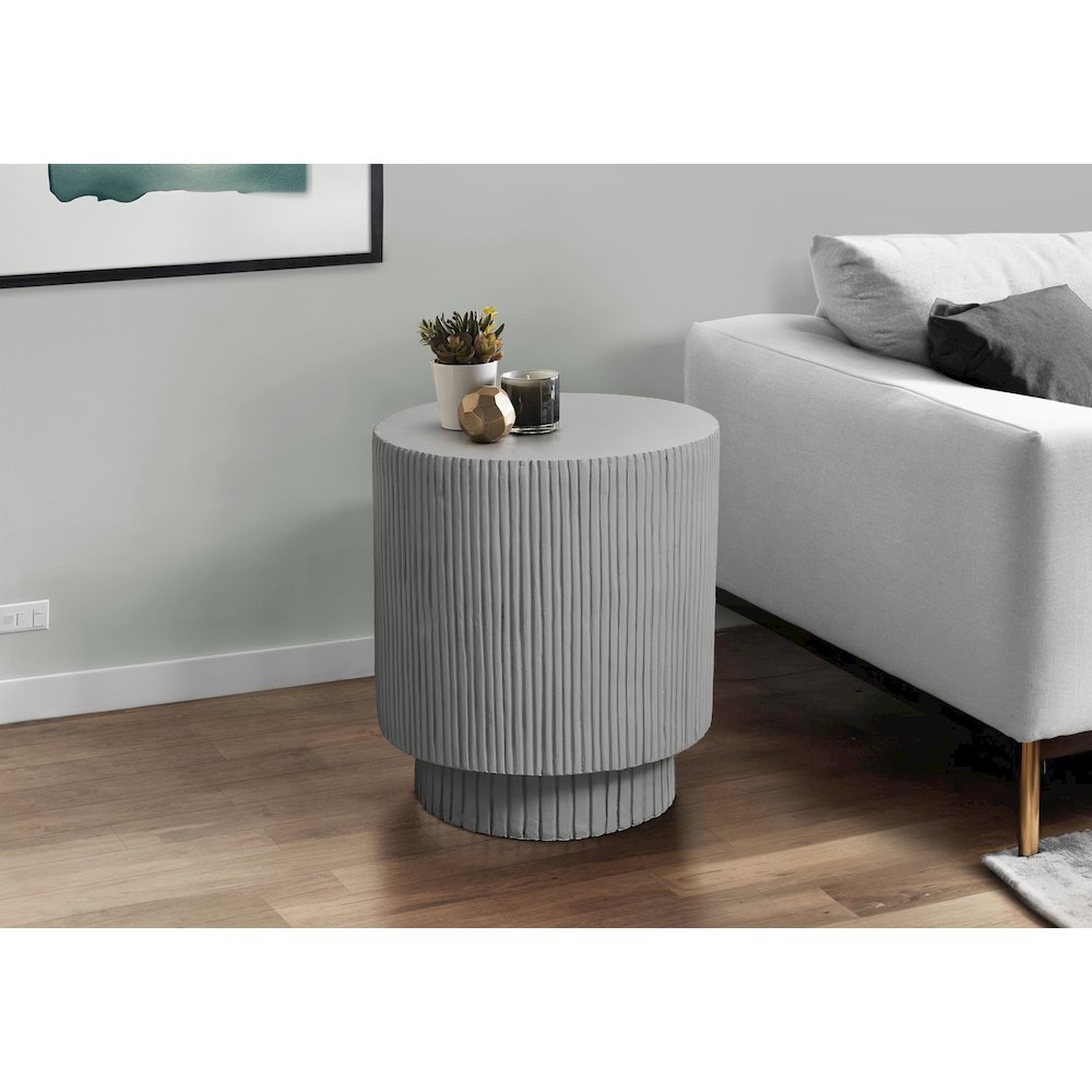 Accent Table, 25H, End, Nightstand, Round, Side Table, Grey, Contemporary