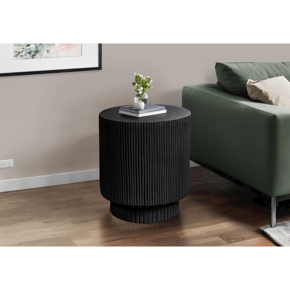 Accent Table, 25H, End, Nightstand, Round, Side Table, Black, Contemporary
