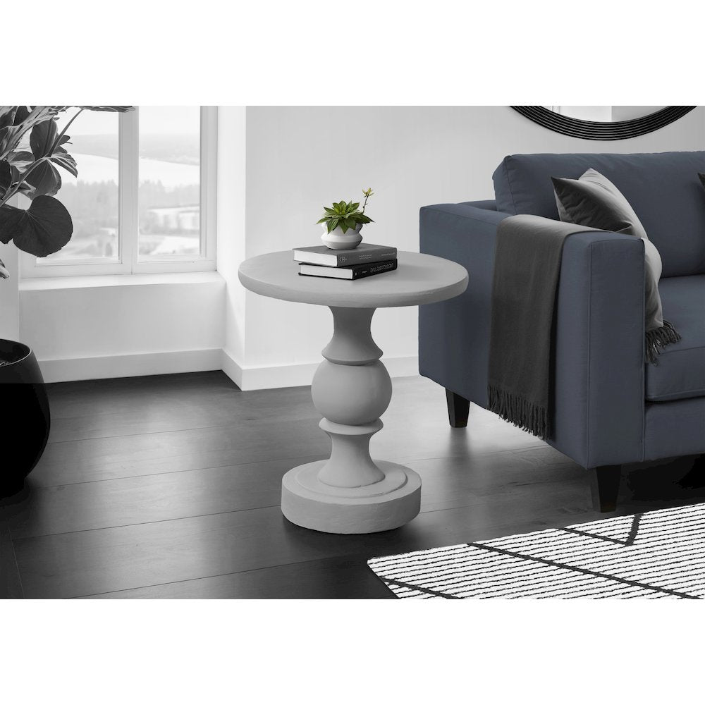 Accent Table, 25H, End, Nightstand, Round, Side Table, Grey, Transitional