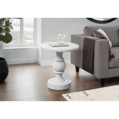 Accent Table, 25H, End, Nightstand, Round, Side Table, White, Transitional