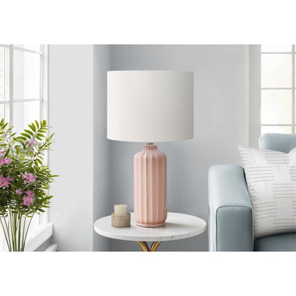 23"H, Table Lamp, Pink Ceramic, Ivory / Cream Shade, Contemporary, Modern