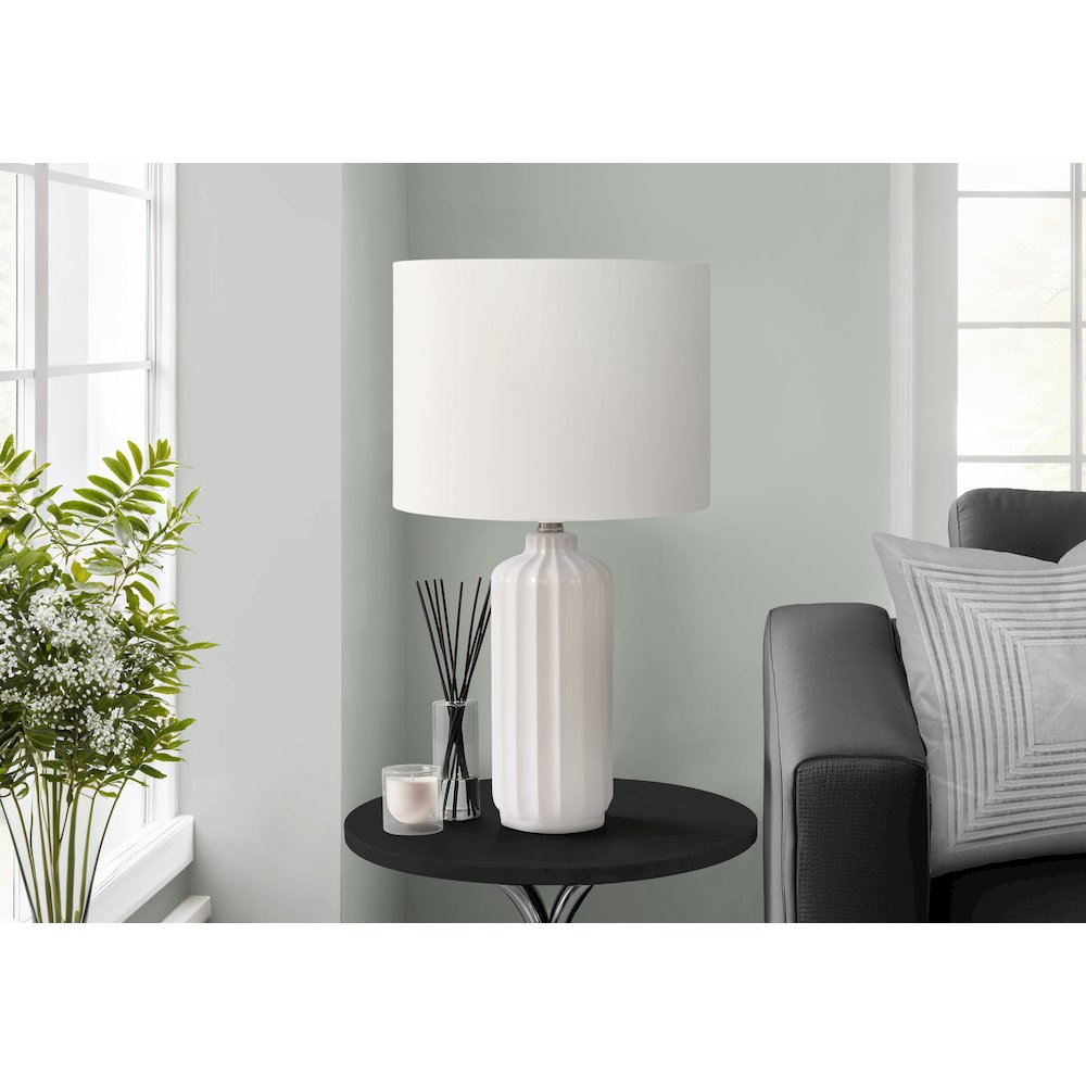 23"H, Table Lamp, Cream Ceramic, Ivory / Cream Shade, Contemporary, Modern