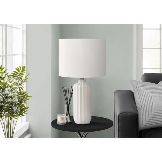 23"H, Table Lamp, Cream Ceramic, Ivory / Cream Shade, Contemporary, Modern