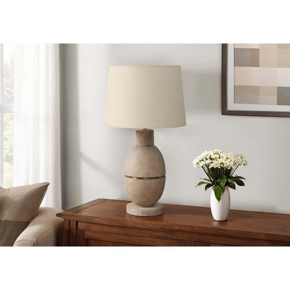 Lighting, 25"H, Table Lamp, Beige Resin, Beige Shade, Contemporary, Modern