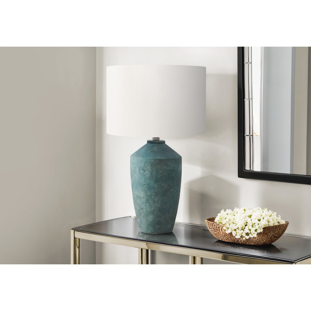 25"H, Table Lamp, Green Concrete, Ivory / Cream Shade, Contemporary, Modern