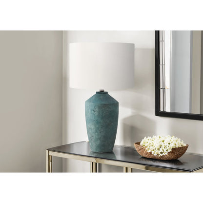 25"H, Table Lamp, Green Concrete, Ivory / Cream Shade, Contemporary, Modern
