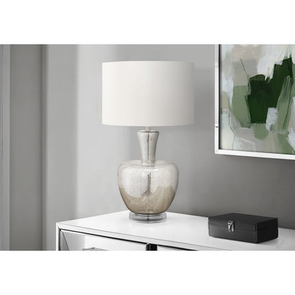 26"H, Table Lamp, Silver Glass, Ivory / Cream Shade, Contemporary, Modern