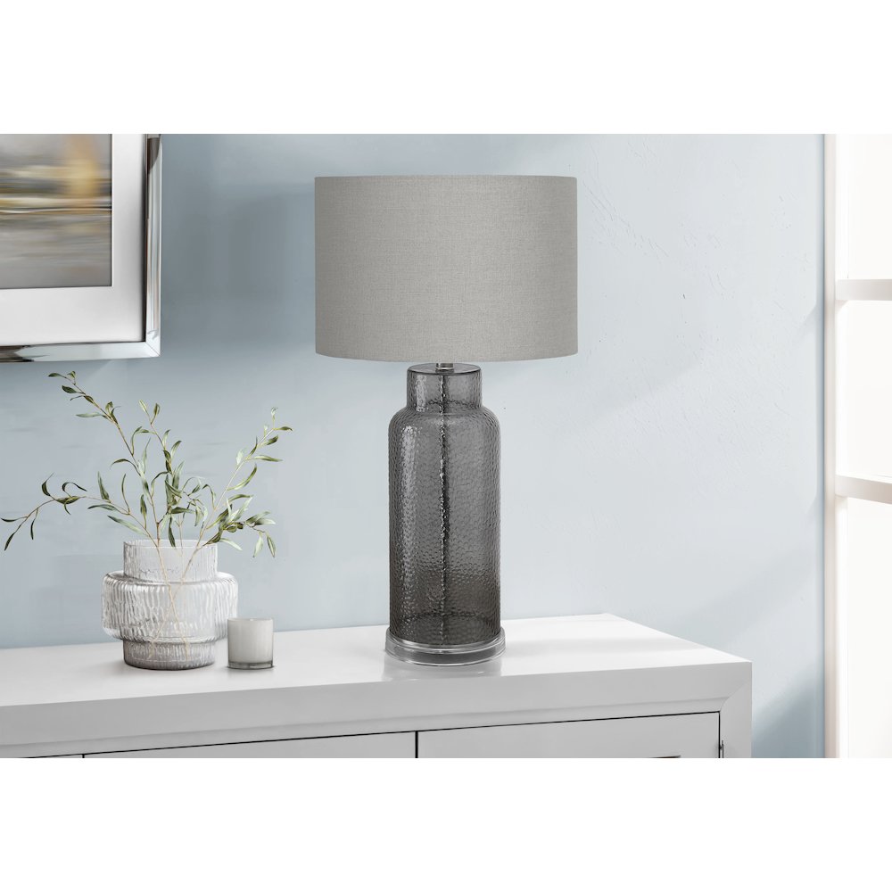 Lighting, 28"H, Table Lamp, Grey Glass, Grey Shade, Contemporary, Modern