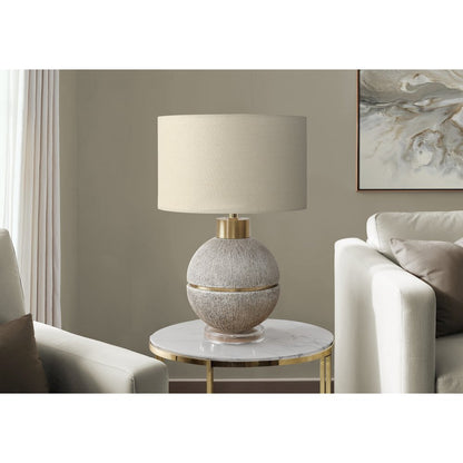 26"H, Table Lamp, Brown / Gold Resin, Beige Shade, Contemporary, Modern