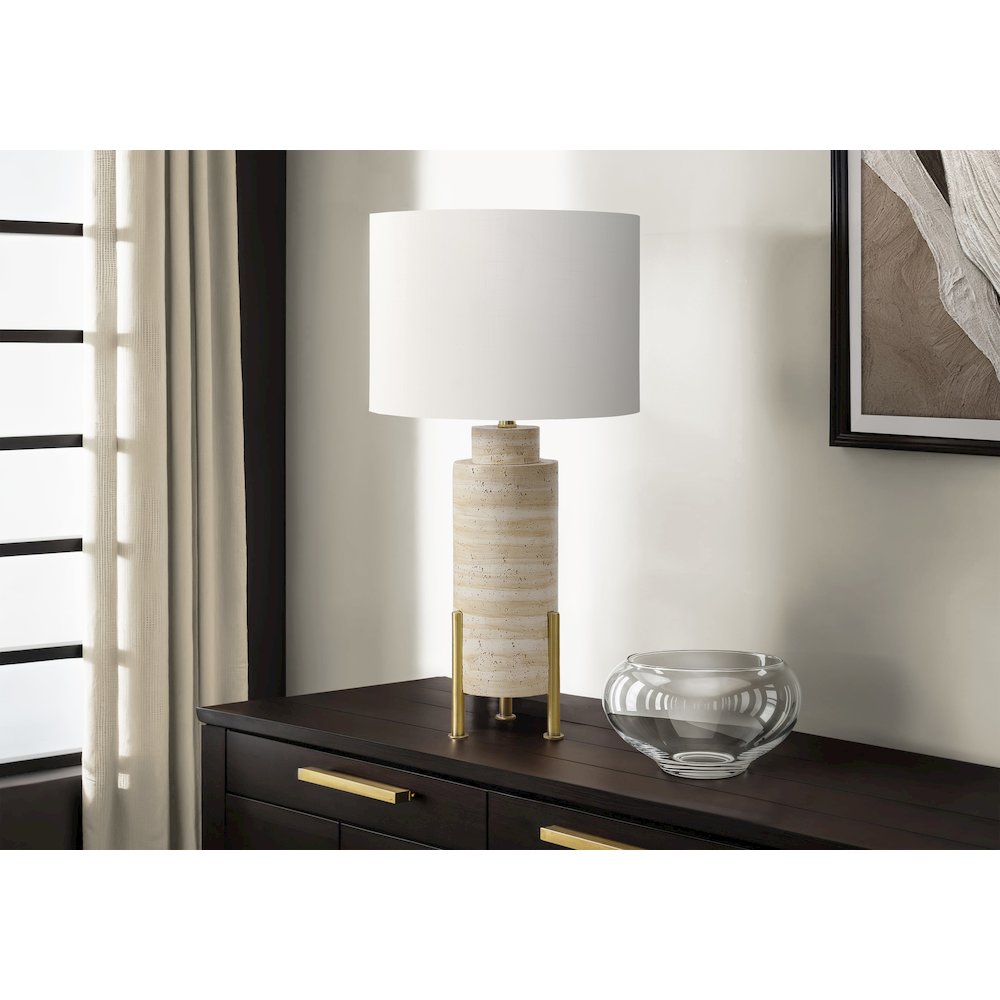 Lighting, 30H, Table Lamp, Beige Resin, Ivory / Cream Shade, Transitional