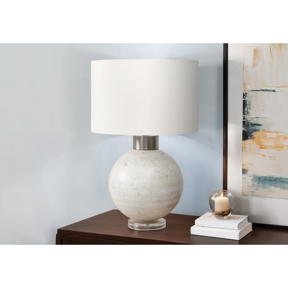 Lighting, Table Lamp, 27"H, Beige Resin, Ivory / Cream Shade, Contemporary