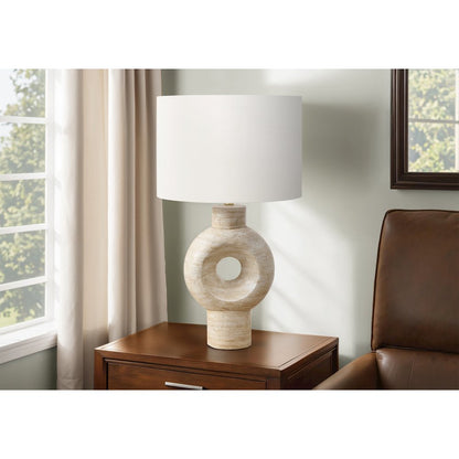 Lighting, 28"H, Table Lamp, Beige Resin, Ivory / Cream Shade, Contemporary