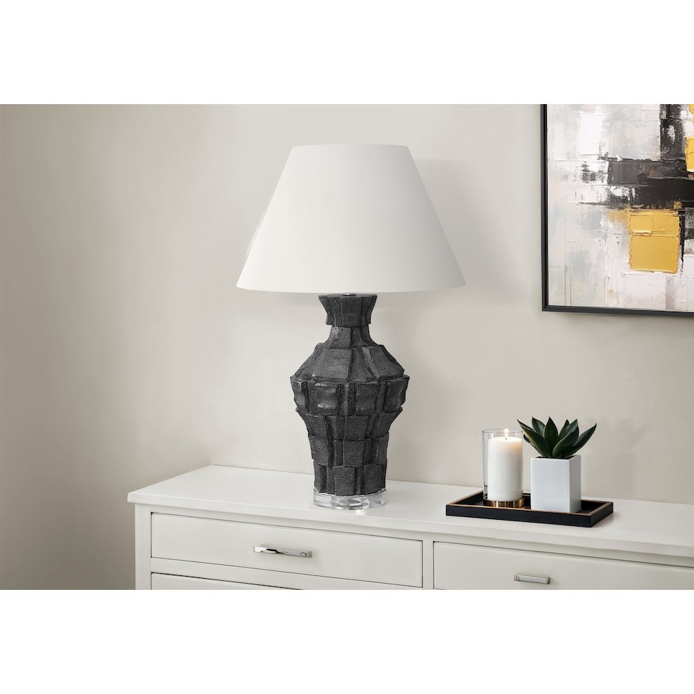 28"H, Table Lamp, Black Resin, Ivory / Cream Shade, Contemporary, Modern