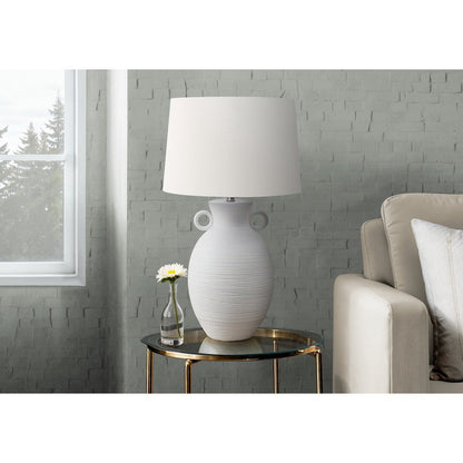 Lighting, 30"H, Table Lamp, White Ceramic, Ivory / Cream Shade, Transitional