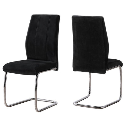 Dining Chair, Set Of 2, Side, Upholstered, Kitchen, Dining Room, Black Velvet