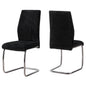 Dining Chair, Set Of 2, Side, Upholstered, Kitchen, Dining Room, Black Velvet